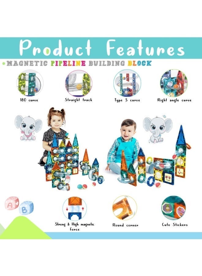 لوكاداه مجموعة ألعاب أطفال مكونة من 73 قطعة من البلاط المغناطيسي، مكعبات بناء ثلاثية الأبعاد مغناطيسية للأطفال الصغار من عمر 3 سنوات فما فوق، ألعاب تعليمية حسية للأطفال في مرحلة ما قبل المدرسة، متعددة الألوان - Image 4